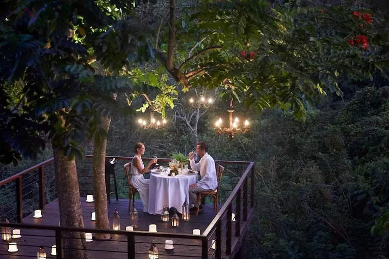 Candlelight dinner on the deck at Hiranya