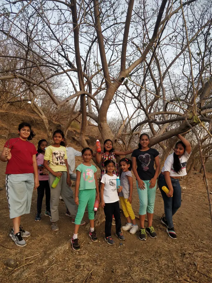 Children at an outdoor camp at Hiranya